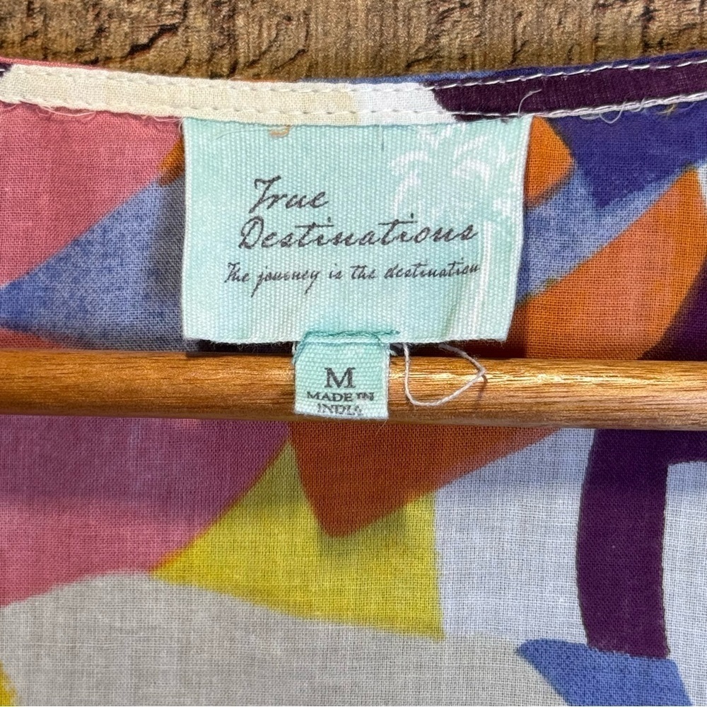 🌻 True Destinations Print Voile Cover Up Kimono Tropical Resort Boho Medium* - Picture 7 of 12